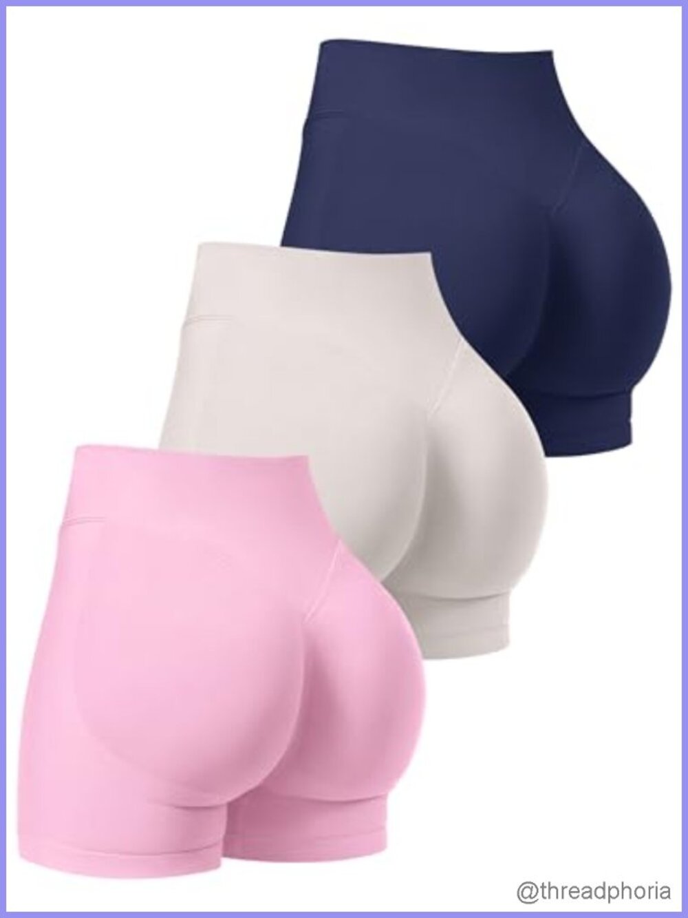 Seamless Scrunch Butt Gym Workout Shorts 3 Pack High Waist Tummy Control Booty